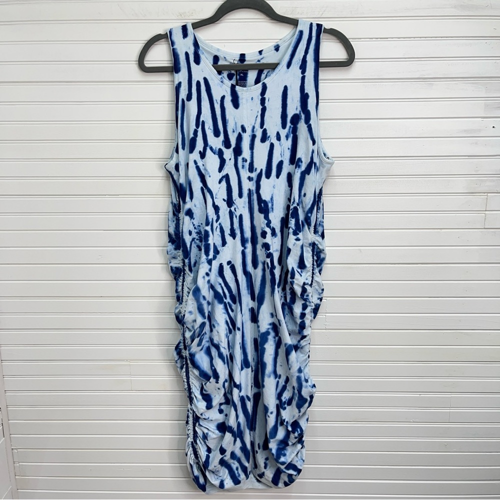 Peach "Thea Capri" Tie Dye Ruched Side Tank Dress NWT